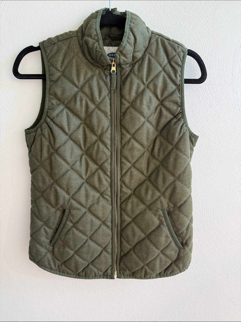 Old Navy Olive Green Quilted Zip Vest